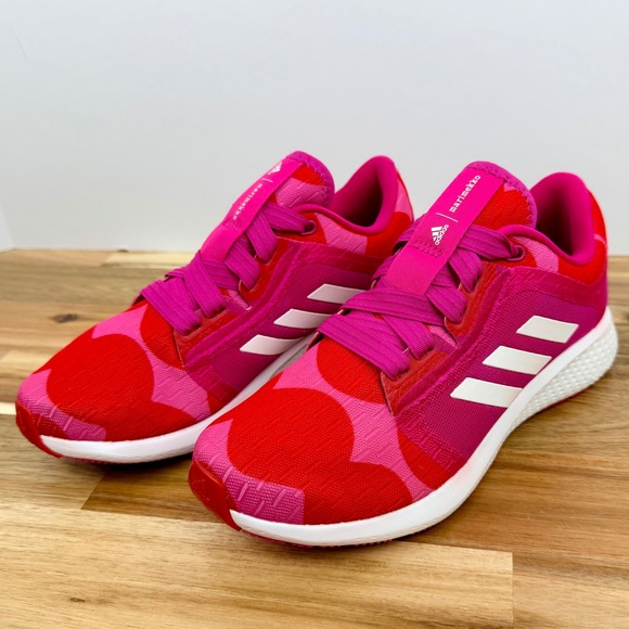 Adidas Marimekko Edge Lux 4 Women Pink Red Running Shoes Sneakers Size 5.5